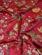 300x300cm! San Leucio bloemrijke stof in Bordeaux-rood kleur