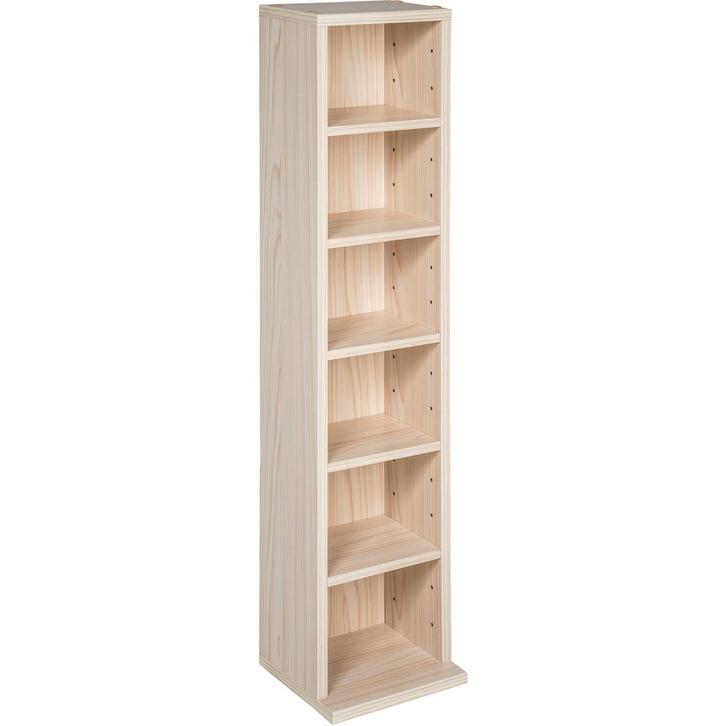 tectake CD mediakast met 6 vakken 90x21x20cm - beuken, Huis en Inrichting, Woonaccessoires | Cd- en Dvd-rekken, Verzenden