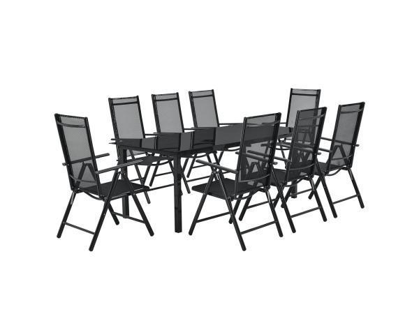 Veiling - Aluminum tuinset - Milano - 9-delig - Donkergrijs, Tuin en Terras, Tuinsets en Loungesets