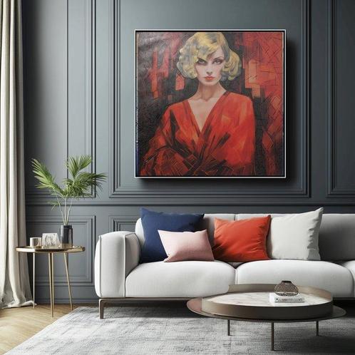 Ksavera - Cubism A1327 - portrait painting on XXL canvas, Antiek en Kunst, Kunst | Schilderijen | Modern