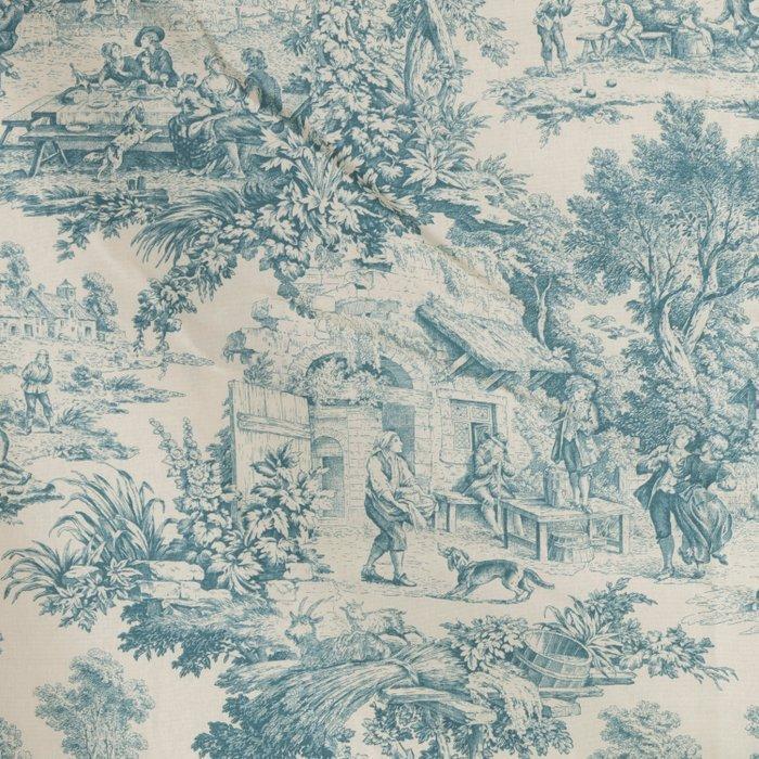Splendide Toile de Jouy turquoise - Tissu d’ameublement -, Antiek en Kunst, Antiek | Tapijten, Tafelkleden en Textiel