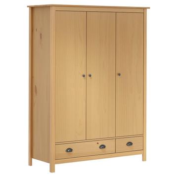 vidaXL Kledingkast Hill 3 deuren 127x50x170 cm massief, Verzenden