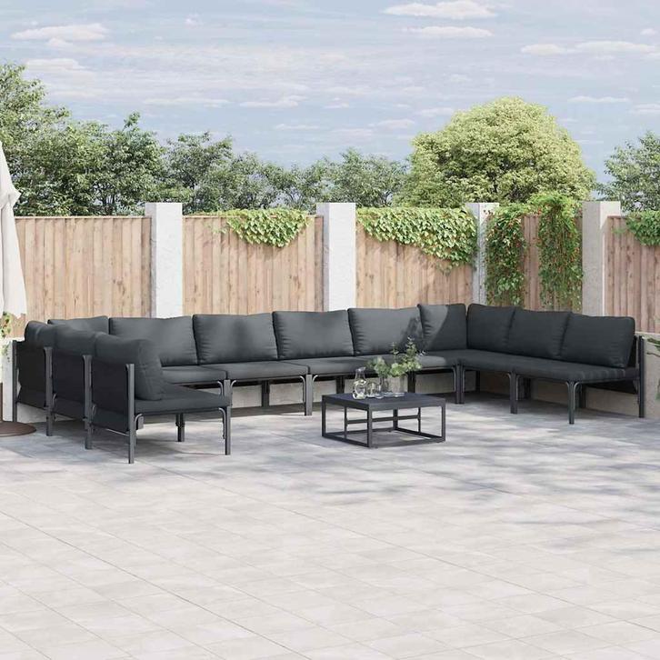 vidaXL Tuinbank Set Antraciet Staal, Tuin en Terras, Tuinsets en Loungesets, Nieuw, Verzenden