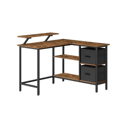 Bureau - Rustiek Bruin - Gaming - Verstelbare opbergschap, Huis en Inrichting, Bureaus, Nieuw, Ophalen of Verzenden