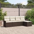 vidaXL Tuinbank Set met kussen met opslag 5 pcs Bruin Poly, Verzenden, Nieuw