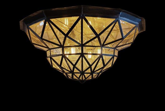 Plafondlamp - metaal, kristal, Antiek en Kunst, Curiosa en Brocante