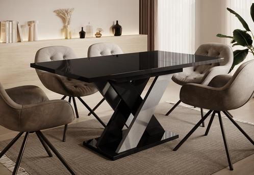 Meubella Eettafel Hoogglans zwart 160 cm Uitschuifbaar, Maison & Meubles, Tables | Tables à manger, Envoi