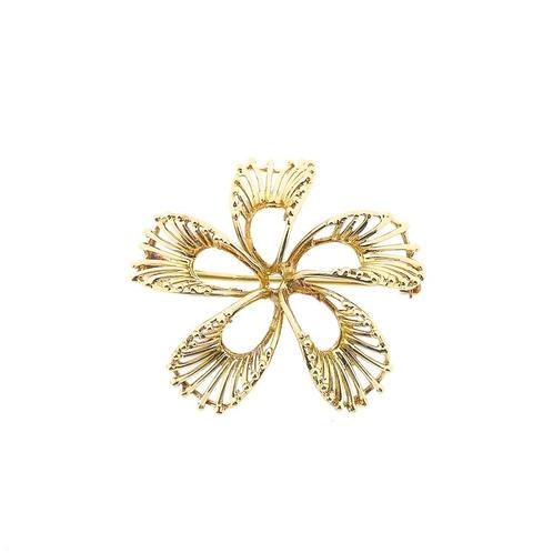 Gouden broche als bloem (vintage, gouden broche met granaat), Handtassen en Accessoires, Broches, Overige kleuren, Gebruikt, Goud