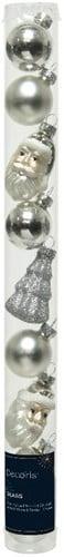 Kerstballen kerstfiguren Glas Zilver 3-6 cm koker 9 stuks, Nieuw