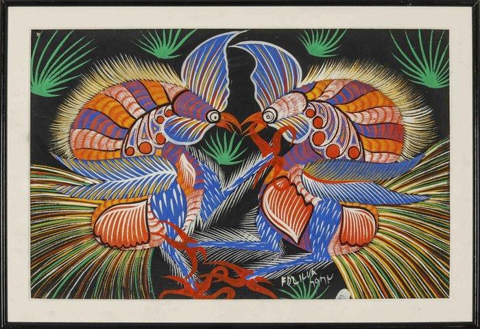 Chico da Silva (1910-1985) - Rinha de Galos (Cockfighting), Antiquités & Art, Art | Peinture | Moderne