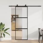 vidaXL Schuifdeur met beslagset 76x205 cm gehard glas zwart, Doe-het-zelf en Bouw, Deuren en Vliegenramen, Verzenden, Nieuw