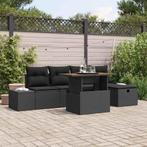 vidaXL 6-delige tuinset met kussens, zwart poly rattan, Tuin en Terras, Verzenden, Nieuw, Tuinset