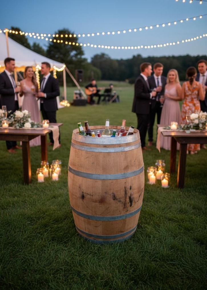 Wijnvat 225 liter met RVS ijsbak - Een échte blikvanger!, Tuin en Terras, Tuinmeubel-accessoires, Nieuw, Ophalen of Verzenden