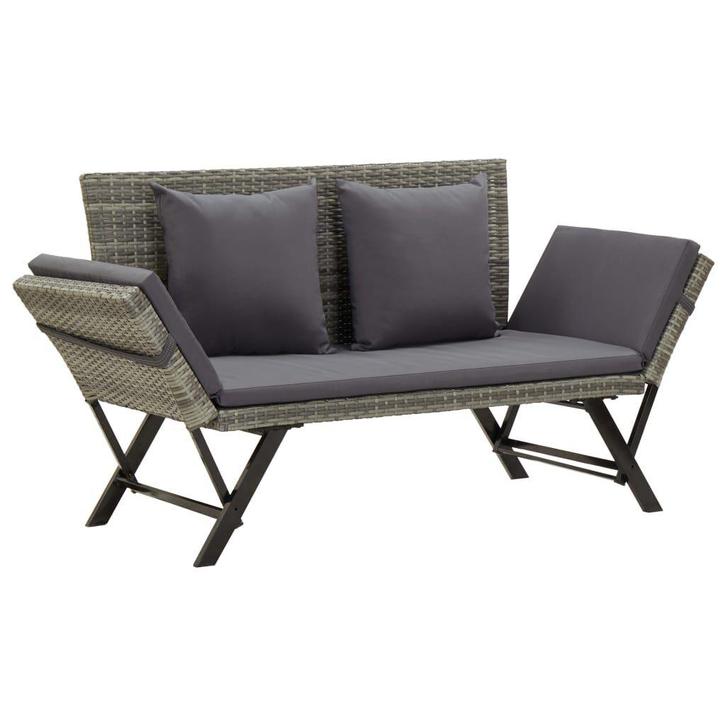 Tuinbank Met Kussens | Retour Deal | Grijs | Loungebank 64%, Tuin en Terras, Tuinbanken, Nieuw, Rotan, Verzenden