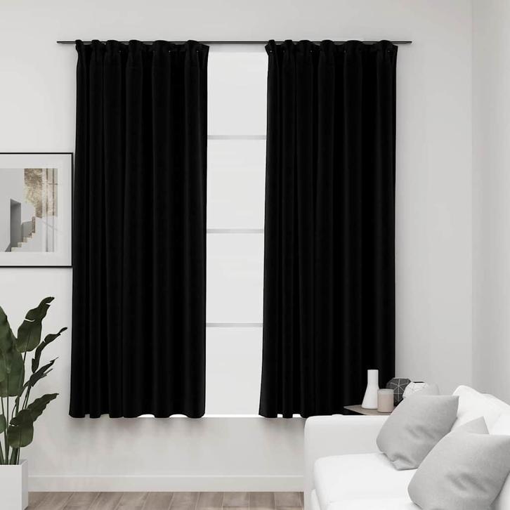 vidaXL Gordijnen linnen-look verduisterend haken 2 st, Huis en Inrichting, Stoffering | Gordijnen en Lamellen, Nieuw, Verzenden