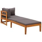 vidaXL Chaise longue avec 1 accoudoir Gris foncé Bois, Verzenden, Neuf