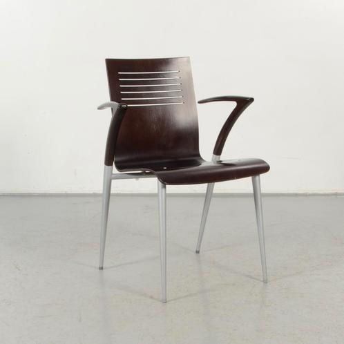 Capdell design kantinestoel, bruin, 4-poot onderstel, Huis en Inrichting, Stoelen, Gebruikt, Ophalen of Verzenden
