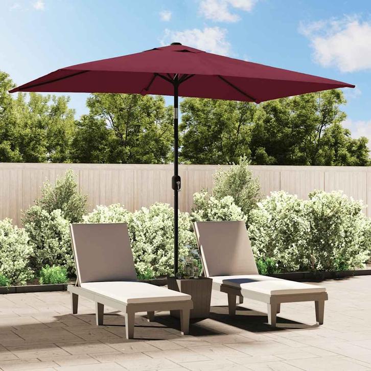 vidaXL Parasol met metalen paal 300x200 cm bordeauxrood, Tuin en Terras, Parasols, Nieuw, Verzenden