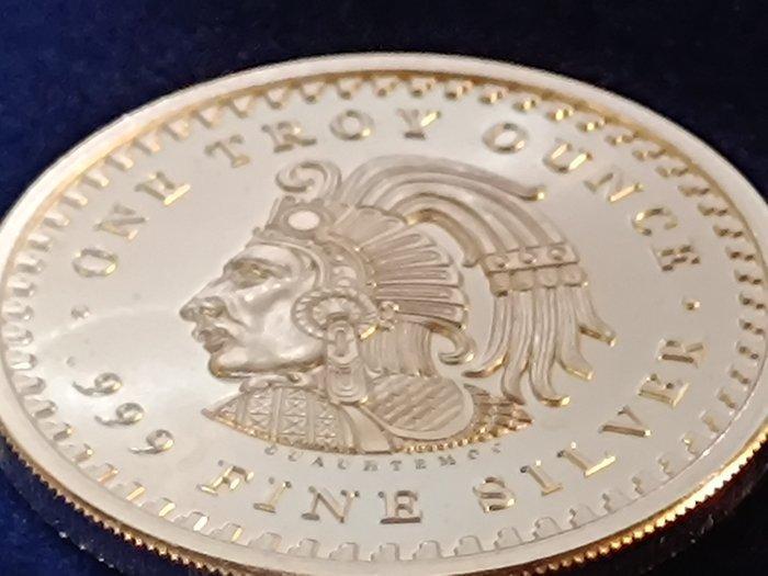 Mexico. 1 Dollar Mexique, Calandrier Aztèque, 1 Once Argent, Postzegels en Munten, Munten | Europa | Niet-Euromunten