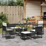 vidaXL 7-delige Tuinset met kussens poly rattan zwart, Tuin en Terras, Verzenden, Nieuw, Tuinset