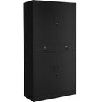 tectake Archiefkast Cosmo met 2 lades 180x80x40cm - zwart/zw, Verzenden, Nieuw