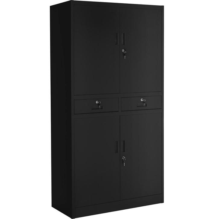 tectake Archiefkast Cosmo met 2 lades 180x80x40cm - zwart/zw, Huis en Inrichting, Kasten | Roldeurkasten en Archiefkasten, Verzenden