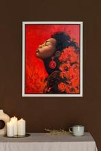 Sekar Rajagopal - Flammende Anmut – Porträt in Rot -, Antiek en Kunst, Kunst | Schilderijen | Modern