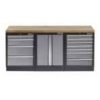Werkbank set met hardhouten blad, werkplaatskast en 11 laden, Ophalen of Verzenden, Nieuw