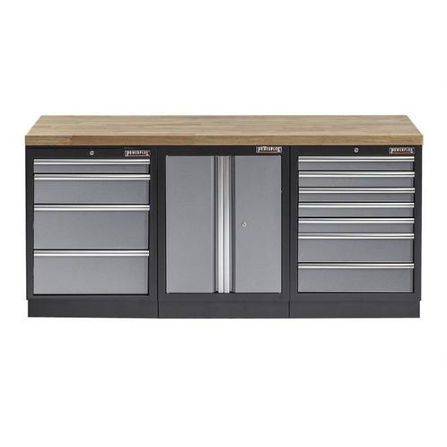 Werkbank set met hardhouten blad, werkplaatskast en 11 laden, Doe-het-zelf en Bouw, Werkbanken, Ophalen of Verzenden