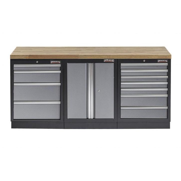 Werkbank set met hardhouten blad, werkplaatskast en 11 laden, Doe-het-zelf en Bouw, Werkbanken, Ophalen of Verzenden