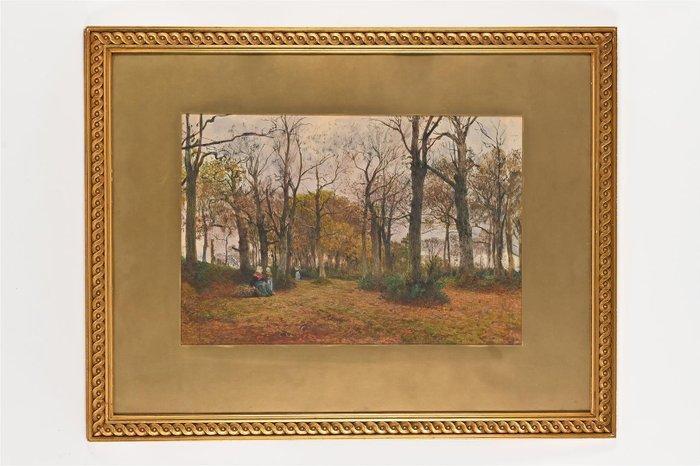 Otto Weber (1832-1888) - Houtsprokkelaars., Antiek en Kunst, Kunst | Schilderijen | Klassiek