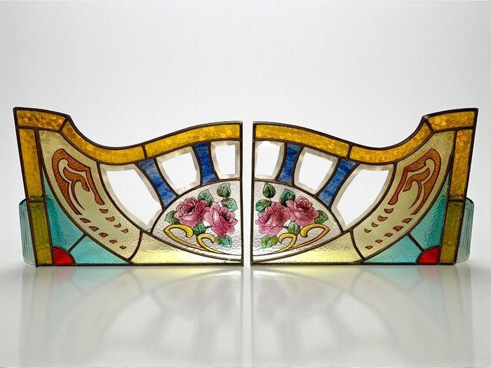 Art Nouveau Glas-in-loodraam (2) - 1910-1920 - Amsterdam, Antiek en Kunst, Kunst | Designobjecten