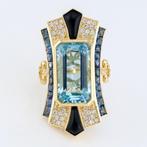 (IGI Certified)-Aquamarine (6.97) Cts Sapphire (1.47) Cts, Handtassen en Accessoires, Antieke sieraden