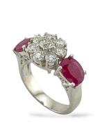 Ring Platina, Platina ring met 5,10 karaat robijnen en 1,01, Handtassen en Accessoires, Ringen, Nieuw