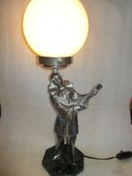 Lamp - Art Deco. Lamp Pierrot, metaal gepatineerd zilver,, Antiquités & Art