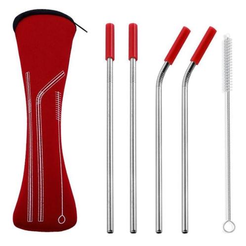 Fako Bijoux® - RVS Rietjes - 4 Stuks - 2 x Recht & 2 x, Huis en Inrichting, Keuken | Bestek, Verzenden