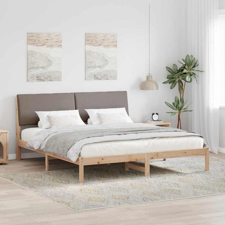 vidaXL Bedframe Bruin en taupe 180 x 200 cm Massief, Huis en Inrichting, Slaapkamer | Bedden, Nieuw, Verzenden