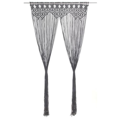 vidaXL Gordijn macramé 140x240 cm katoen antraciet, Huis en Inrichting, Stoffering | Gordijnen en Lamellen, Nieuw, Verzenden