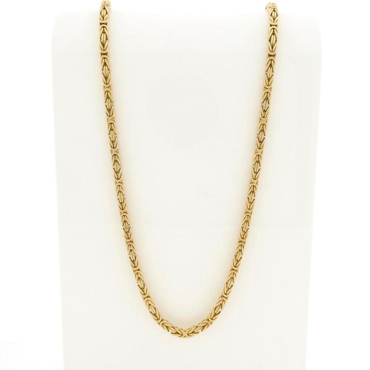 Gouden vierkante koningsketting met diamant 0,48 ct. | 67..., Handtassen en Accessoires, Kettingen, Overige kleuren, Gebruikt