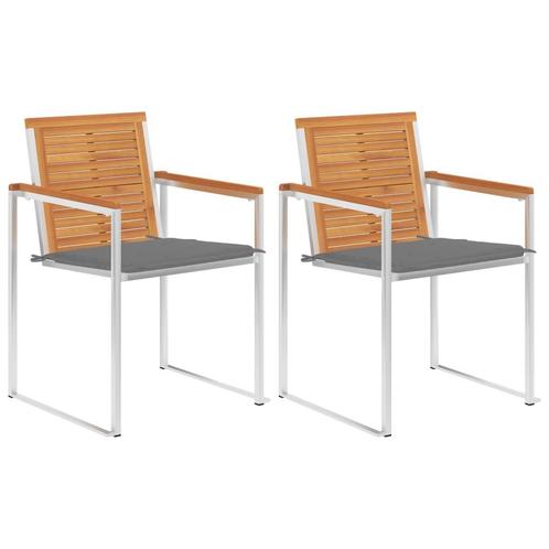 vidaXL Tuinstoelen 2 st met kussens massief acaciahout en, Tuin en Terras, Tuinstoelen, Nieuw, Verzenden