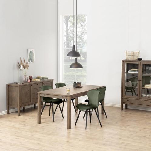 Eetkamerstoel velvet groen | zwarte poten, Huis en Inrichting, Stoelen, Overige kleuren, Eén, Nieuw, Stof, Verzenden
