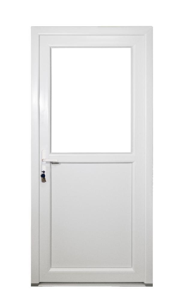 PVC Deur 1/2 glas Premium b93xh208 cm wit R, Doe-het-zelf en Bouw, Deuren en Vliegenramen, Nieuw, Glas, Kunststof, Metaal, Buitendeur