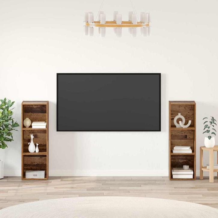 vidaXL Tv-meubelset 2 pcs Oud hout 107 x 35 x 37 cm Bewerkt, Huis en Inrichting, Kasten |Televisiemeubels, Nieuw, Verzenden