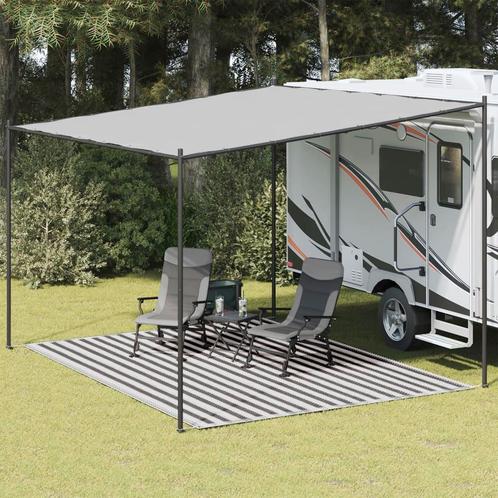 vidaXL Tenttapijt 300x400 cm antracietkleurig en wit, Caravanes & Camping, Accessoires de tente, Envoi