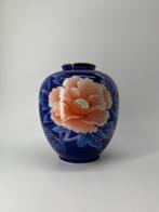 Goudgeschilderde Lapis Lazuli Pioenroos - Porselein -, Antiek en Kunst