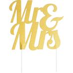 Gouden Bruiloft Taarttopper Mr & Mrs 23cm, Nieuw, Verzenden