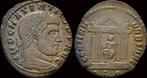 307-310ad Roman Maxentius Ae follis Roma in hexastyle tem..., Verzenden