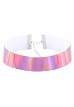 Choker Roze Iridescent Holografische Ketting Halsband Collar, Handtassen en Accessoires, Kettingen, Nieuw, Ophalen of Verzenden