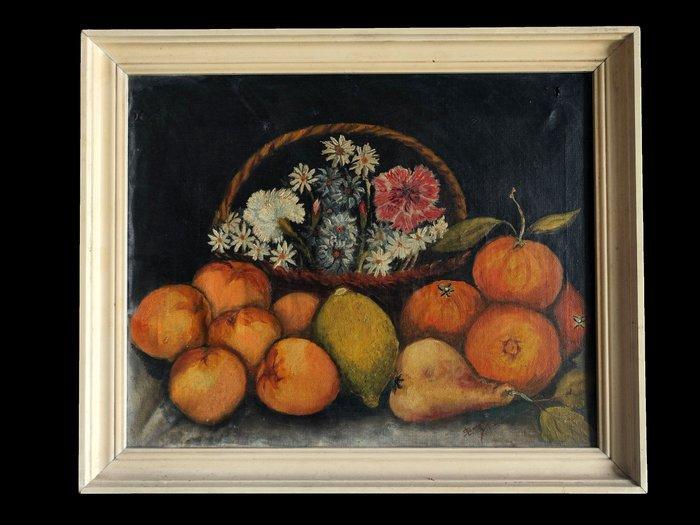 École espagnole (XIX-XX) - Fruits d’été et bouquet champêtre, Antiek en Kunst, Kunst | Schilderijen | Klassiek
