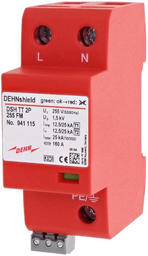 Dehn Gecombineerd Afscherming Type 1+2 Eenfase TT - 941115, Bricolage & Construction, Électricité & Câbles, Envoi